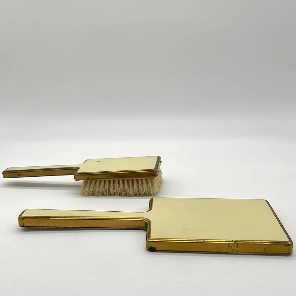 Vintage‎ Vanity Set Brush and Mirror Gold Tone Elegant Dressing Table Decor